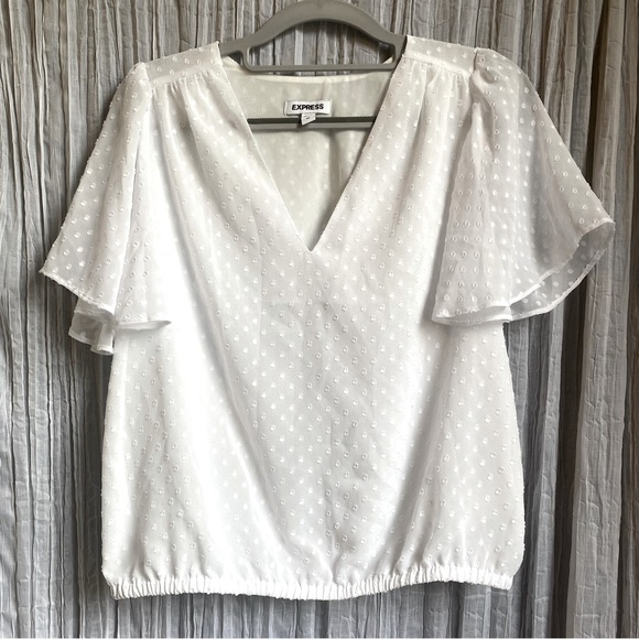 Express White Polka Dot Blouse - Picture 1 of 4